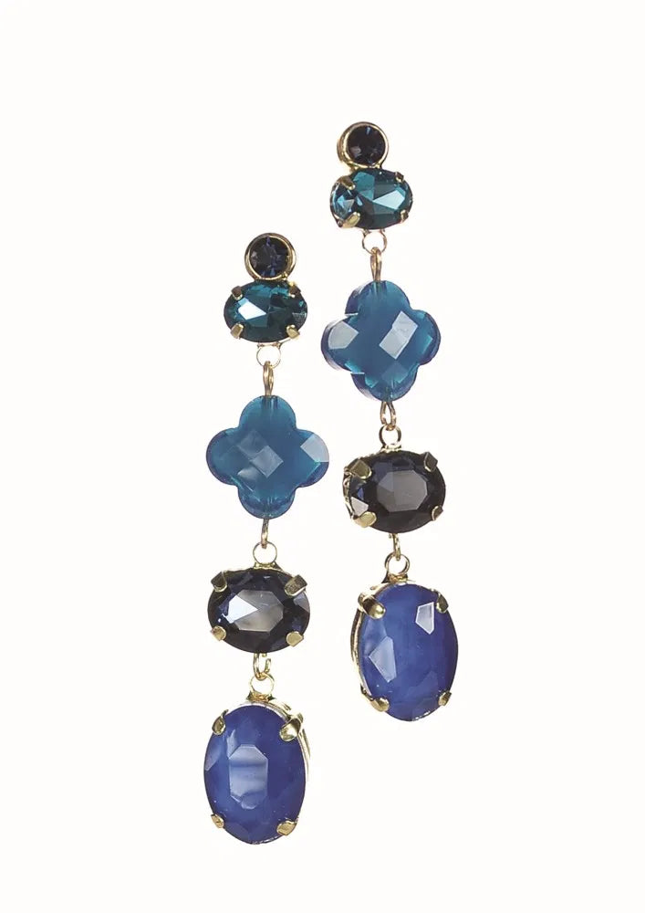 Byzantine Cross Drops - Gold/Cobalt Blue