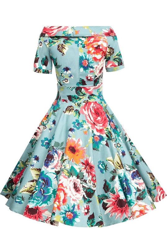 Vintage-Inspired Blue Floral Dress Vintage-Inspired Blue Floral Dress