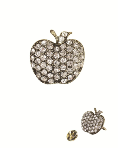 Apple Pin - Antique Gold / Clear by Hot Tomato