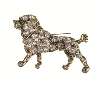 Spaniel Brooch - Antique Gold/Clear by Hot Tomato