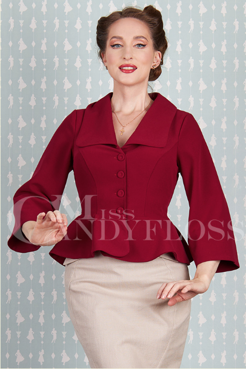 Evelia-Mai Lined figure-fitted blazer featuring a peplum silhouette by Miss Candyfloss