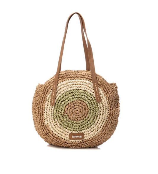 Raffia Bag - Natural and Green by Refresh