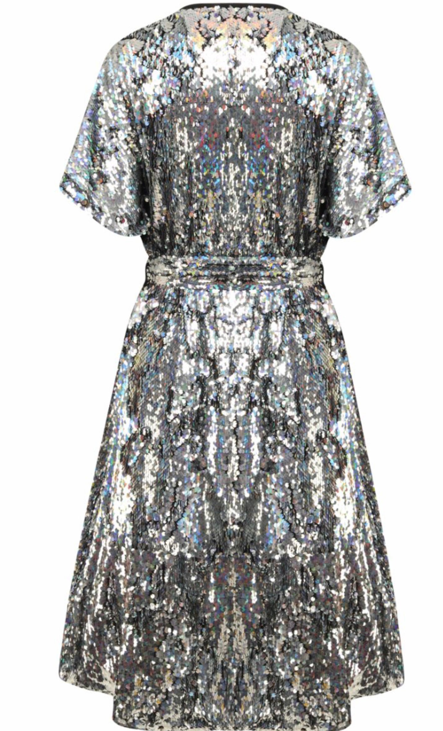 Silver Sequin Wrap Dress - Isabel’s Retro & Vintage Clothing