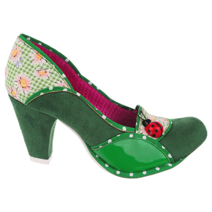 Future Lady Bug Green Floral by Irregular Choice - Isabel’s Retro & Vintage Clothing