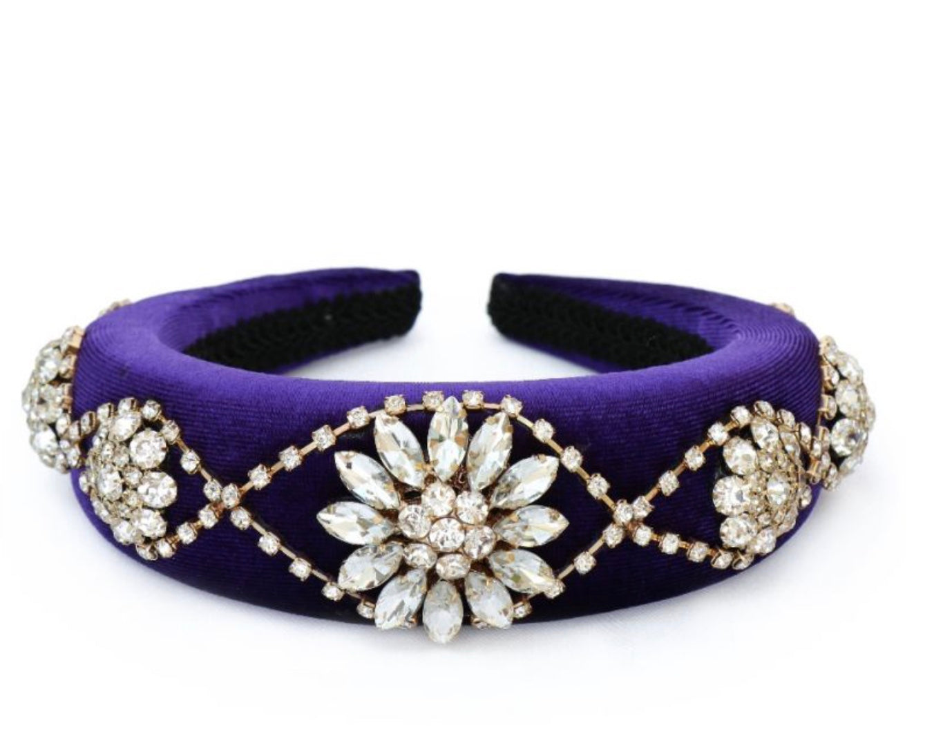 Rosie Fox Royal Purple Velvet Crystal Swirl Hairband - Isabel’s Retro & Vintage Clothing
