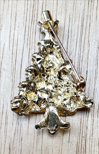 Fat Giraffe Diamante Christmas Tree Brooch - Isabel’s Retro & Vintage Clothing