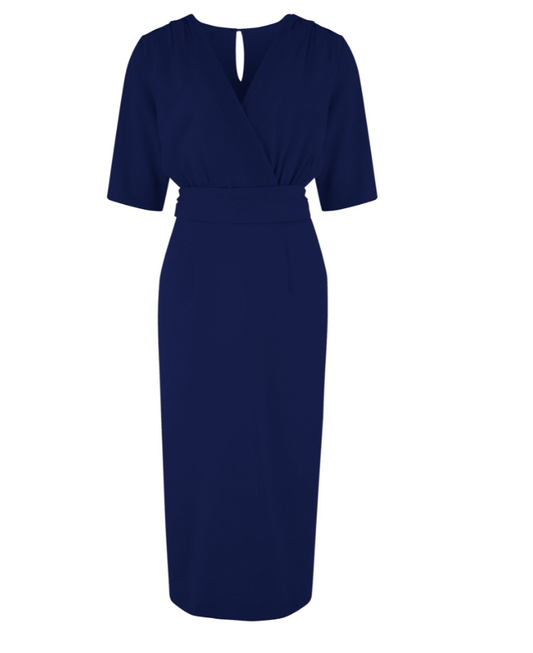 RocknRomance Evelyn Wiggle Dress in Navy True Late 40s Early 50s Vintage Style - Isabel’s Retro & Vintage Clothing