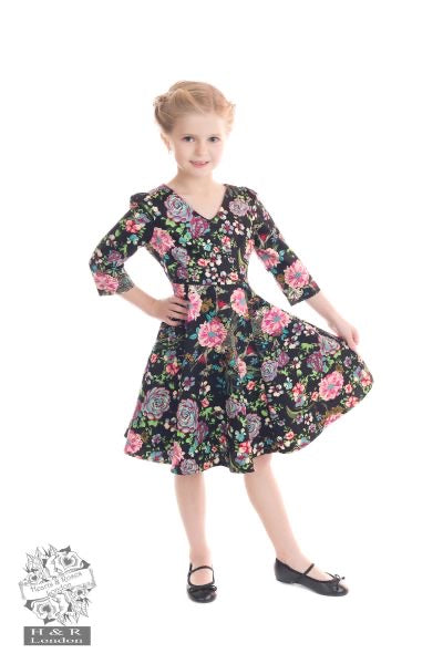 Romantic Bloom 3/4 Sleeves Swing Dress - Isabel’s Retro & Vintage Clothing