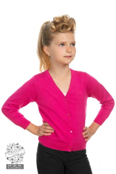 Girls Fuchsia Pink Cardigan - Isabel’s Retro & Vintage Clothing