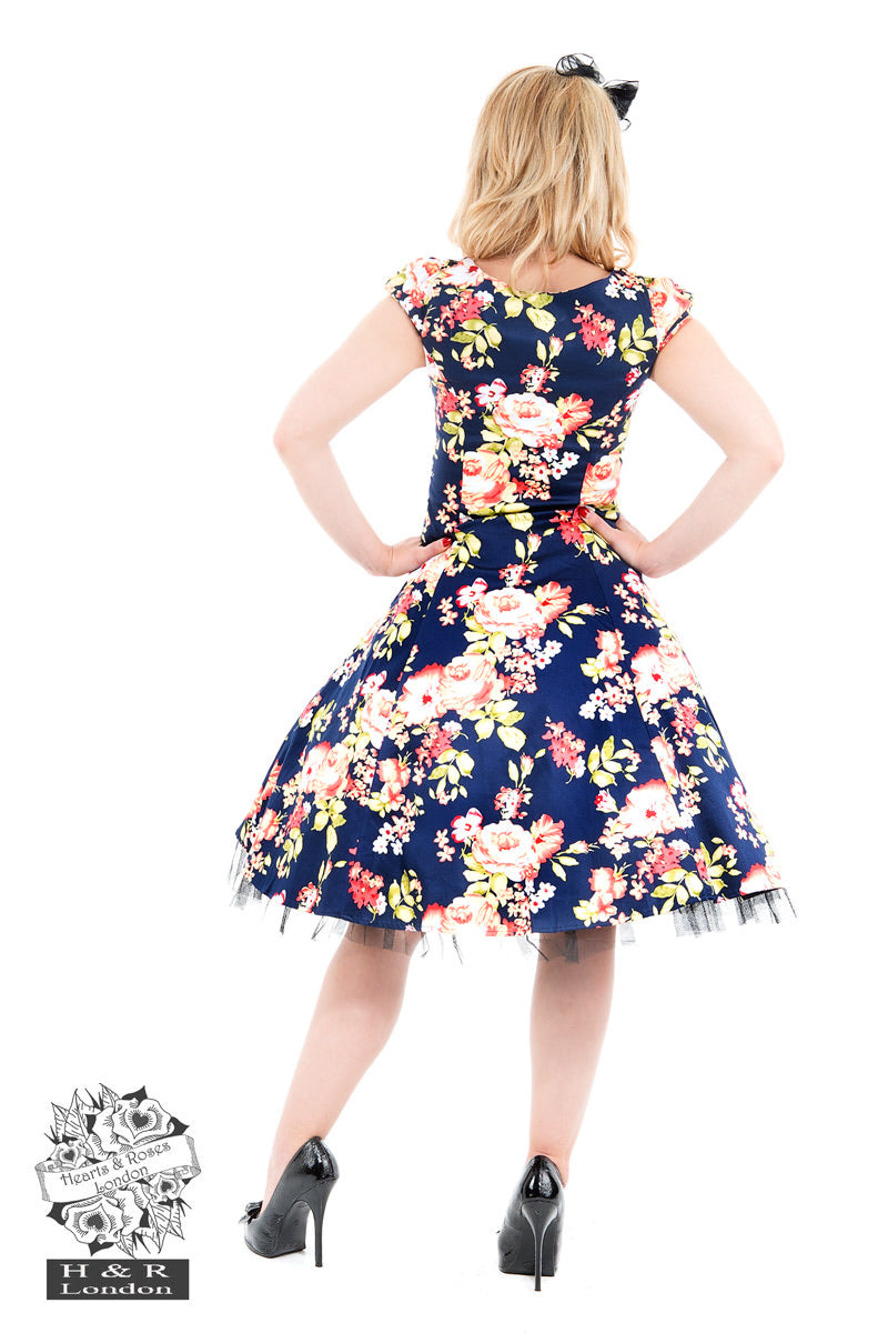 Jennifer Floral Long Day Dress - Isabel’s Retro & Vintage Clothing