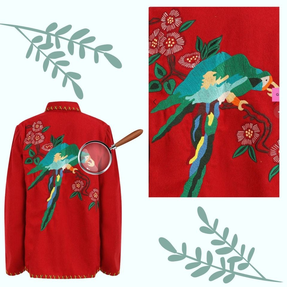 Parrot Embroidery Jacket by Love ur Look - Isabel’s Retro & Vintage Clothing